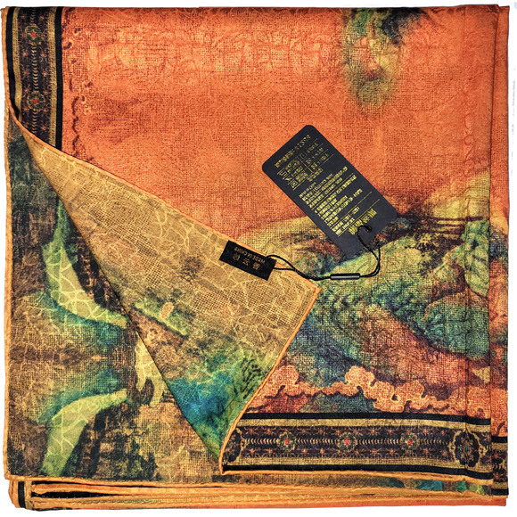 NWT Double Sided Silk Scarf 53"x53" Large Square Shawl Wrap XiangYunSha 36441 - Picture 3 of 14